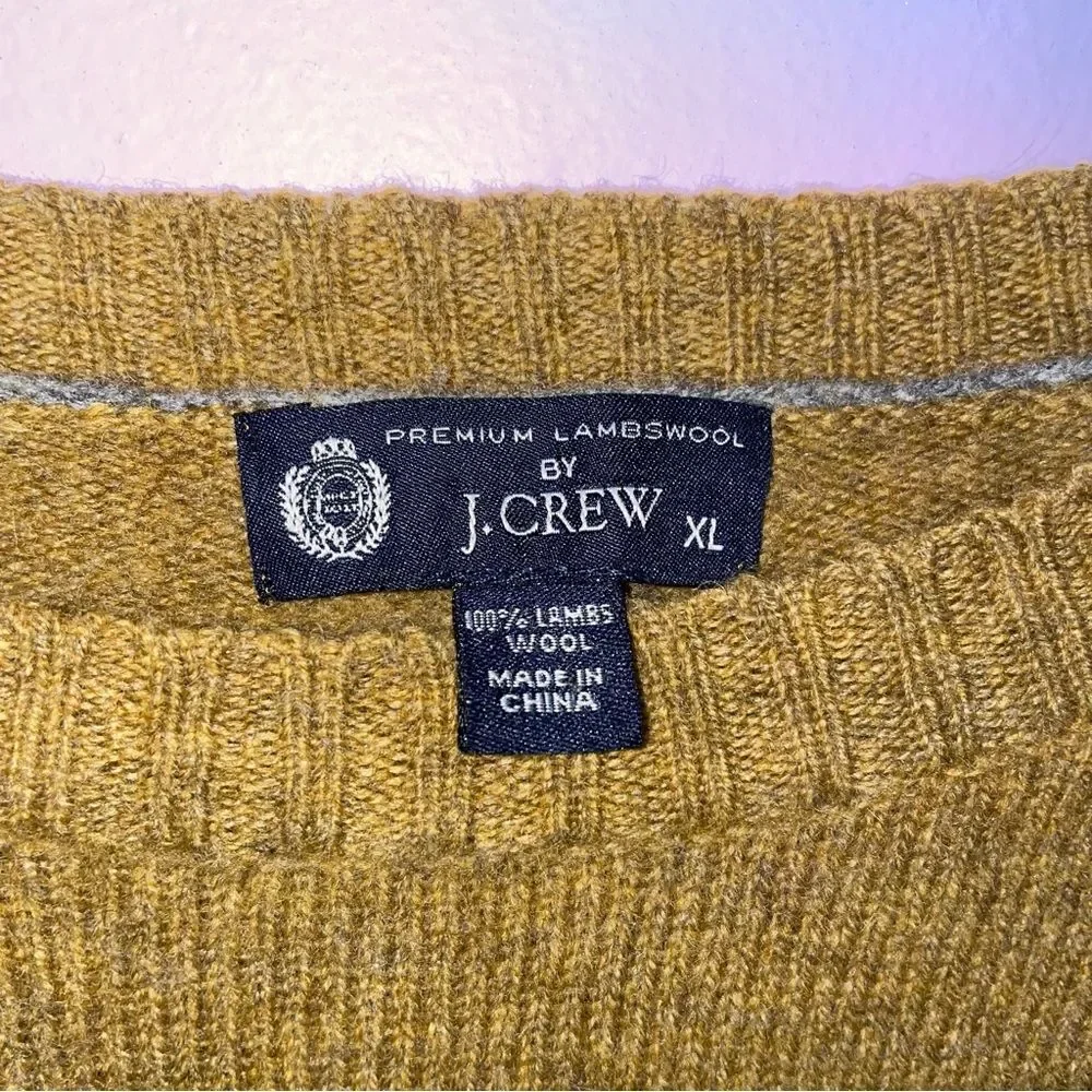 J Crew Wool Crewneck Pullover Sweater Men XL Neutral Minimalist Office Casual